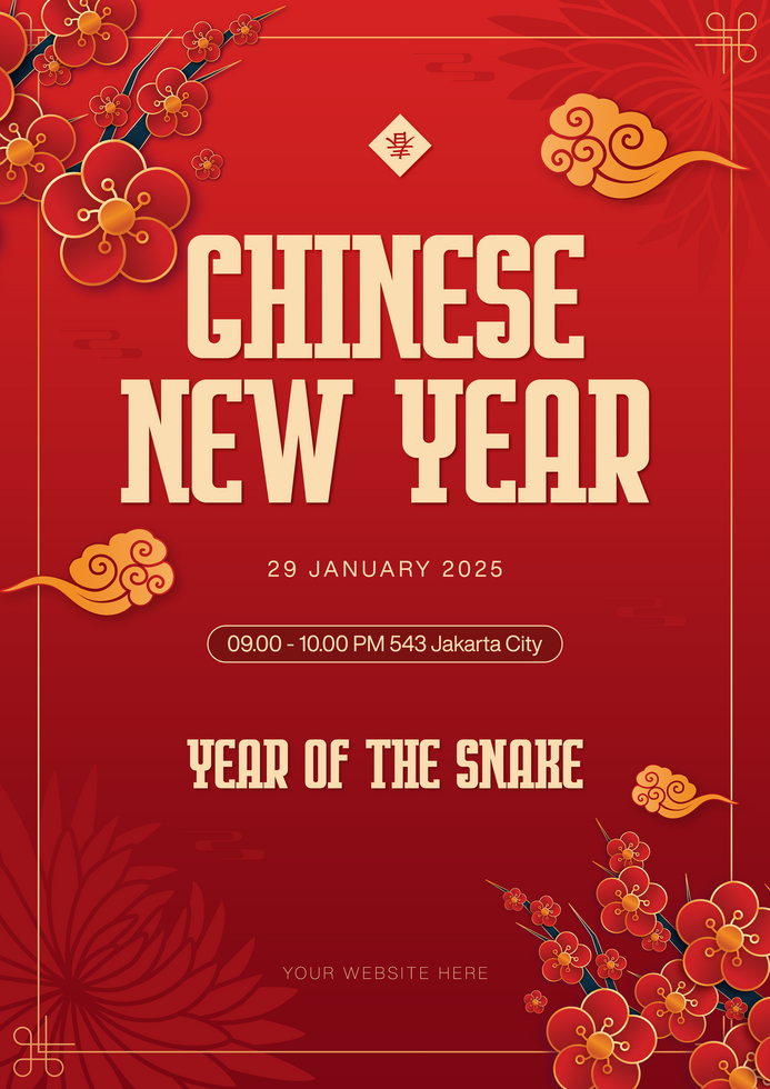 Chinese New Year Background With Pattern Poster Template Design psd