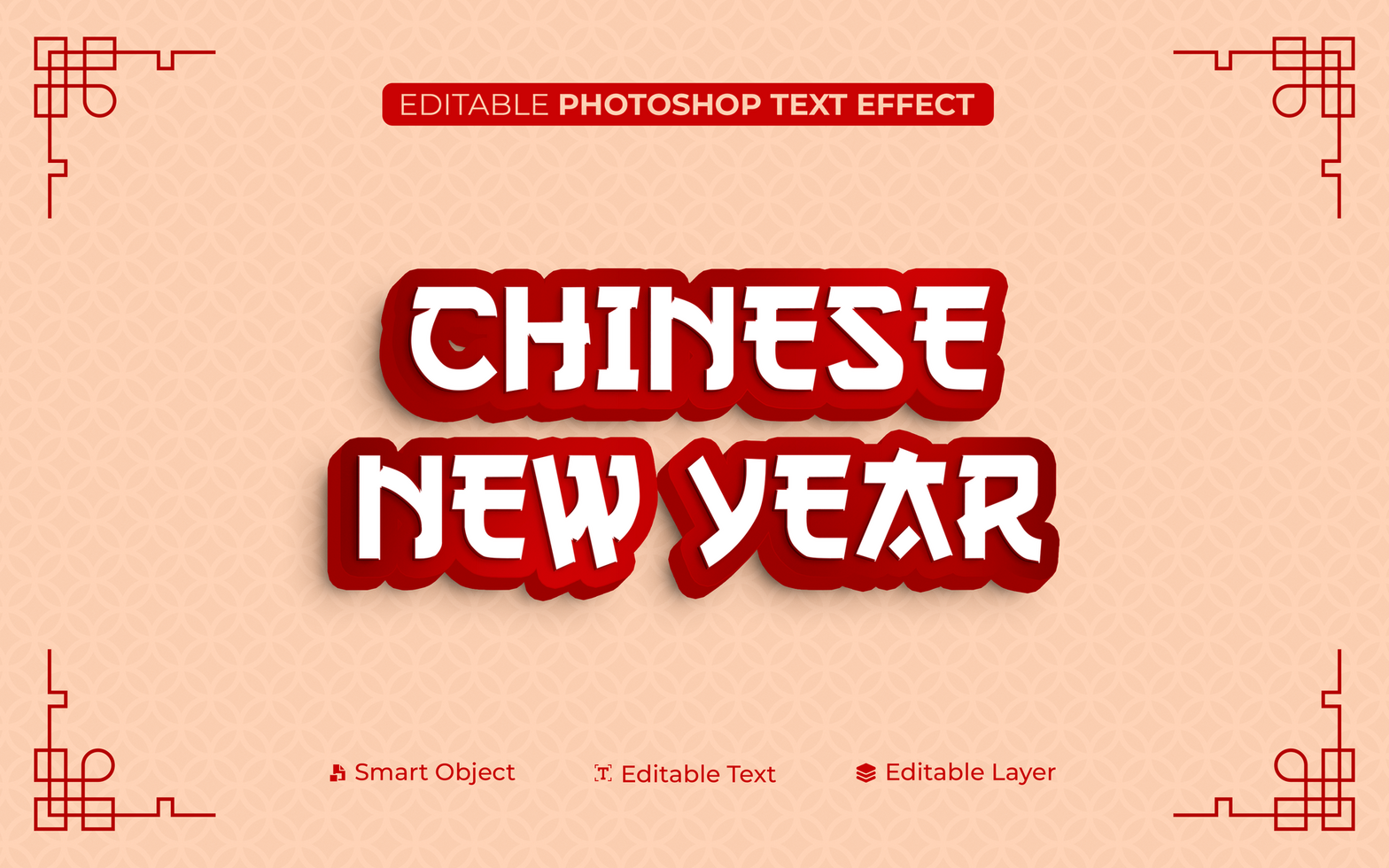 3D Editable Chinese New Year Text Effect In Red Theme psd