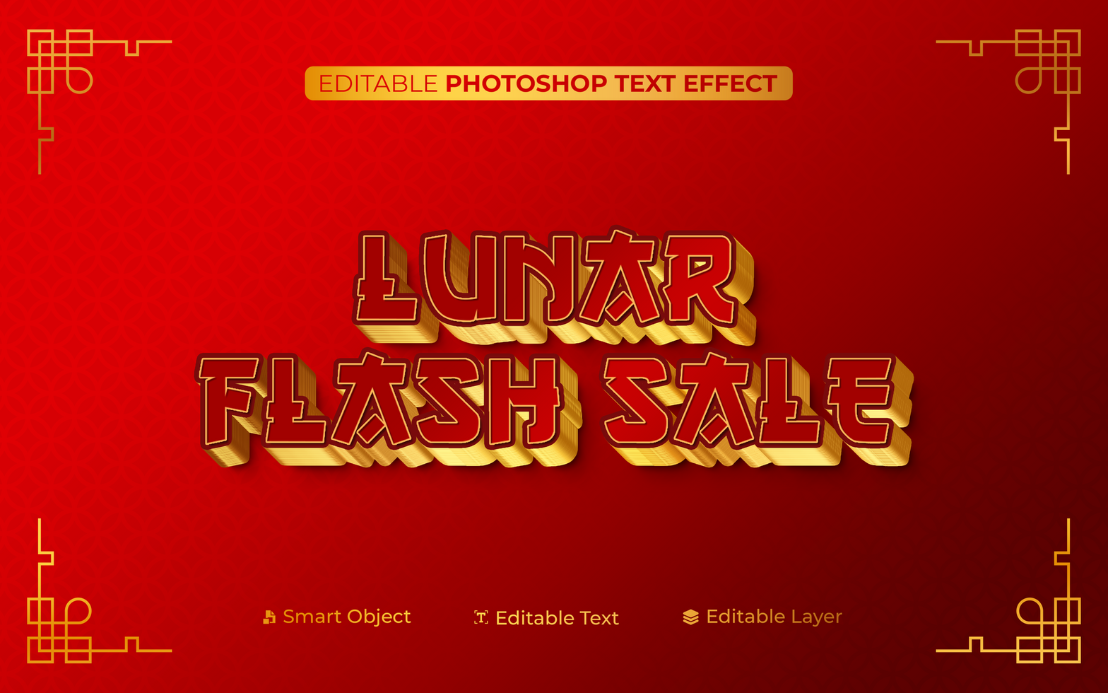 3D Editable Lunar Flash Sale Text Effect psd
