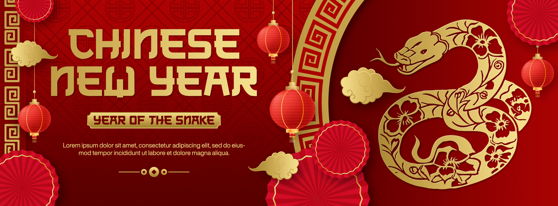 Chinese new year celebration template design for social media cover with red gradient background psd