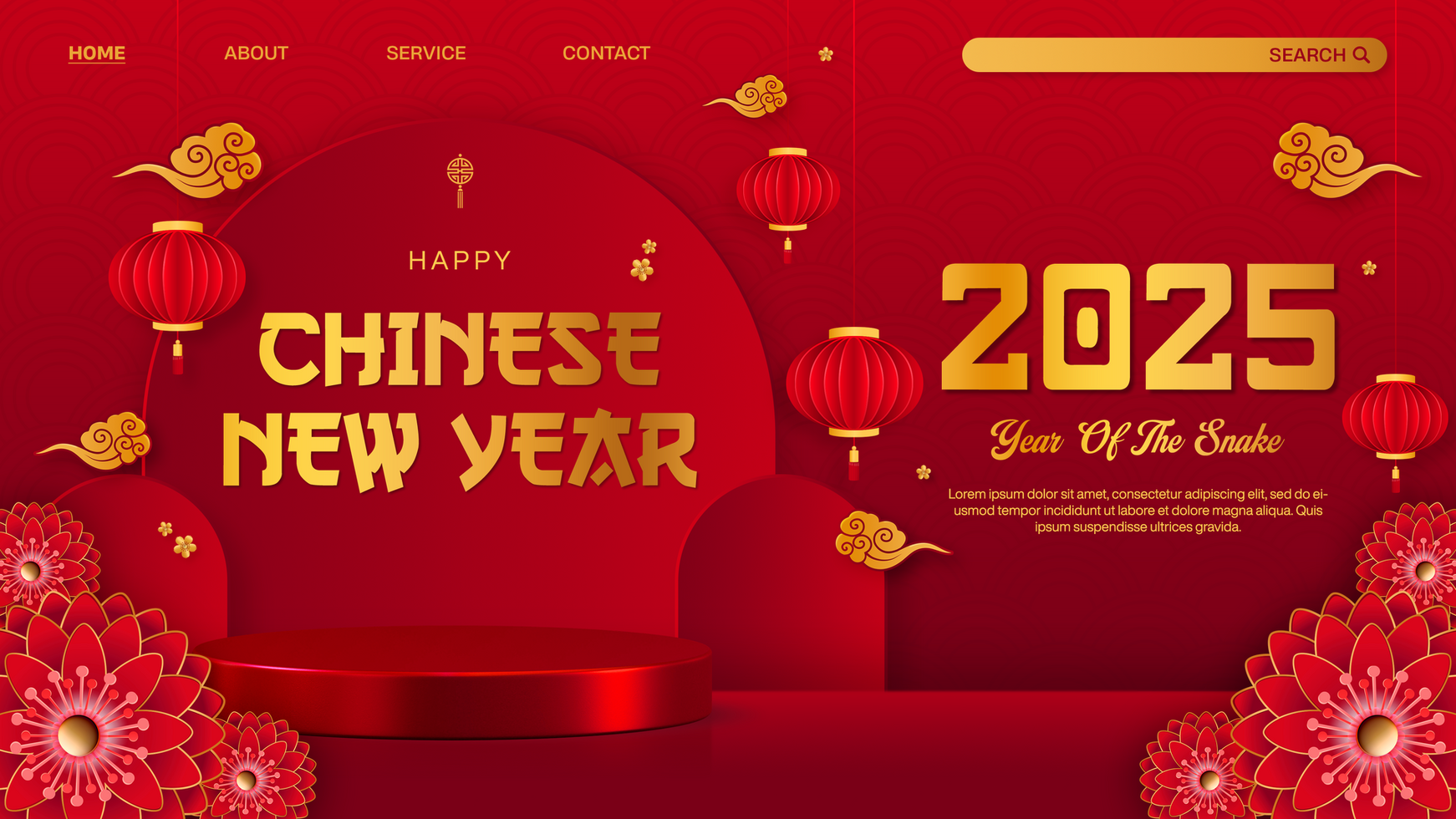 Chinese New Year Background Landing Page Template Design With Product Display psd