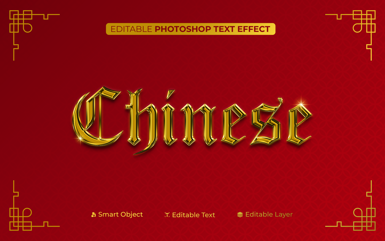 3D Editable Chinese Gold Text Effect in Luxury Style psd