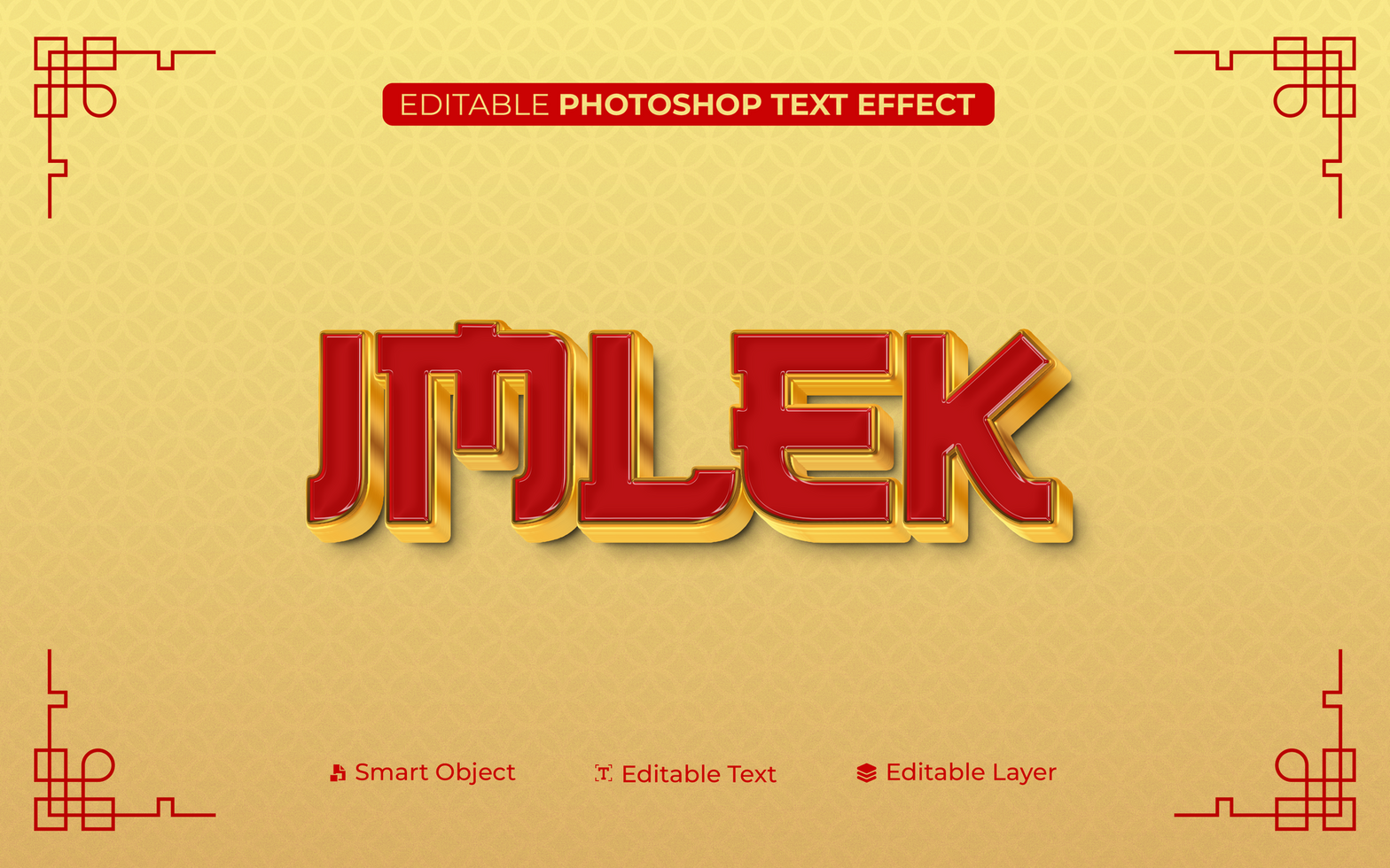 3D Editable Imlek Text Effect In Gold and Red Theme psd