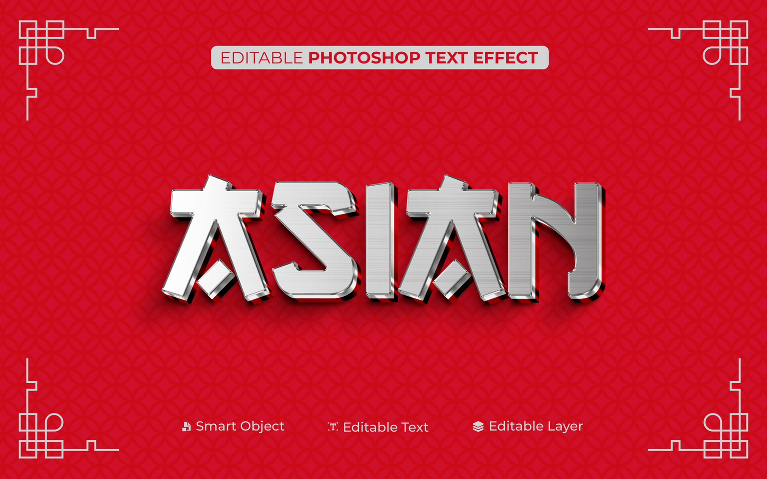 3D Editable Asian Text Effect in Iron Style psd