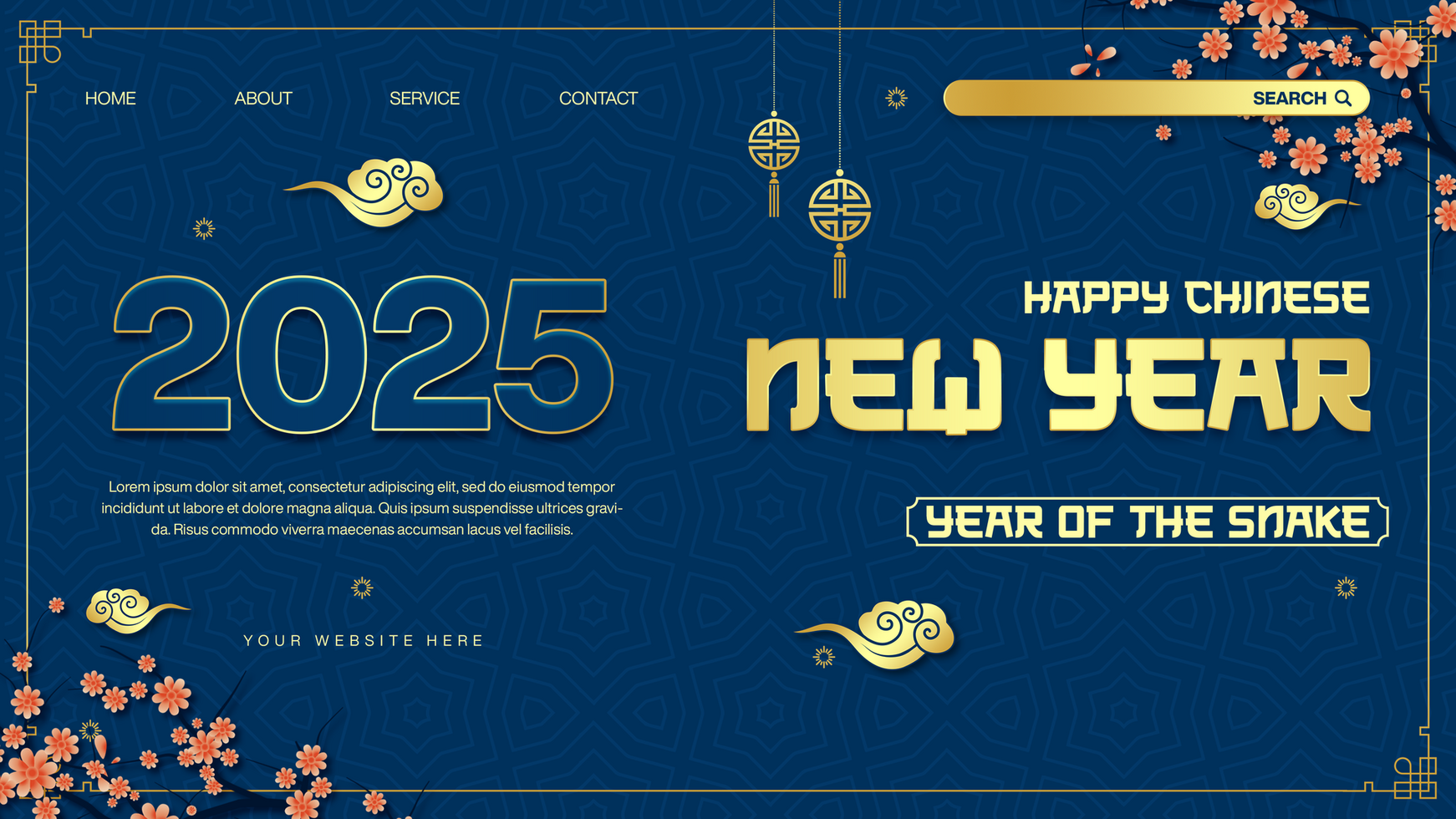 Happy Chinese New Year Landing Page Horizontal Template Design psd
