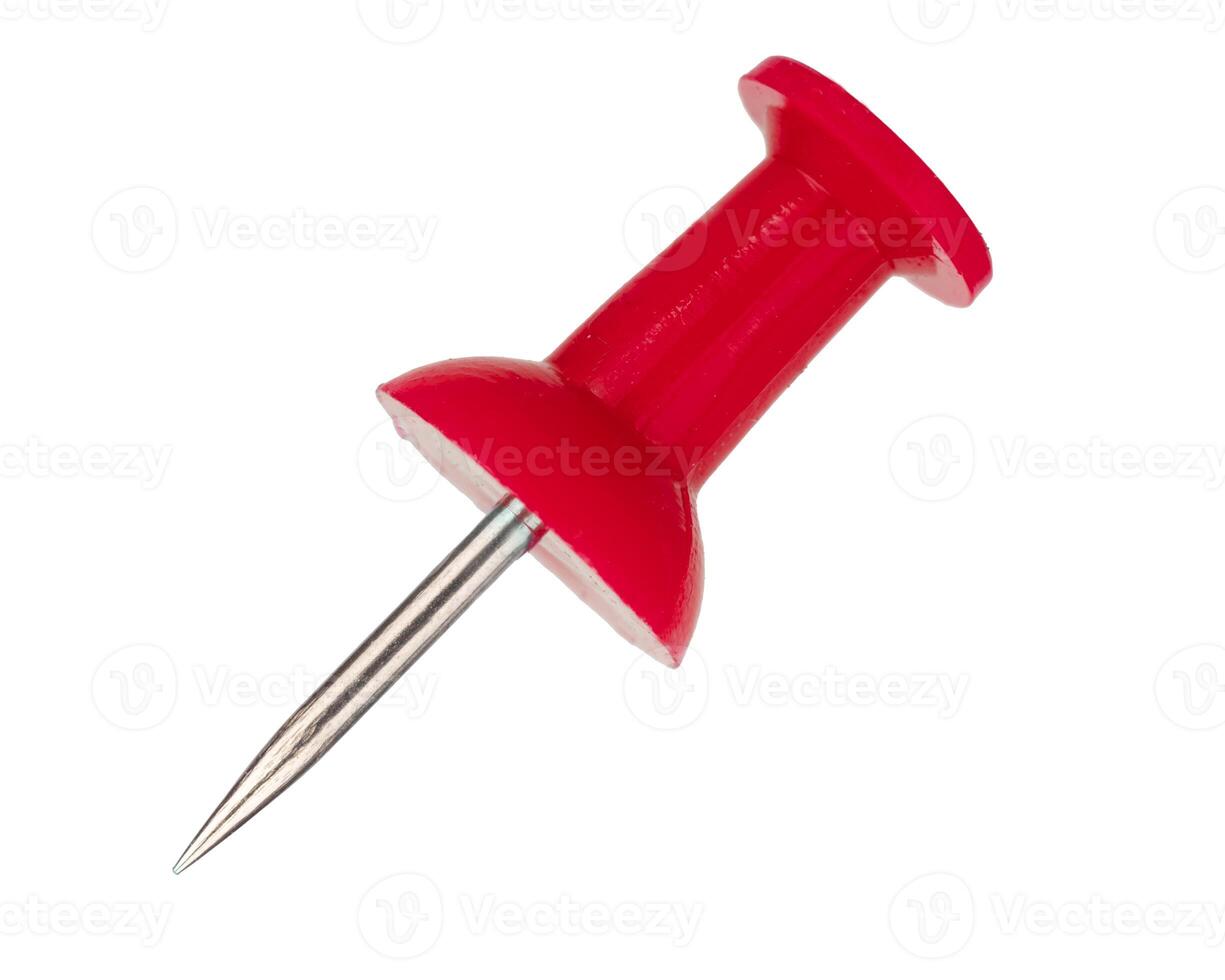 Red push pin isolated on white photo