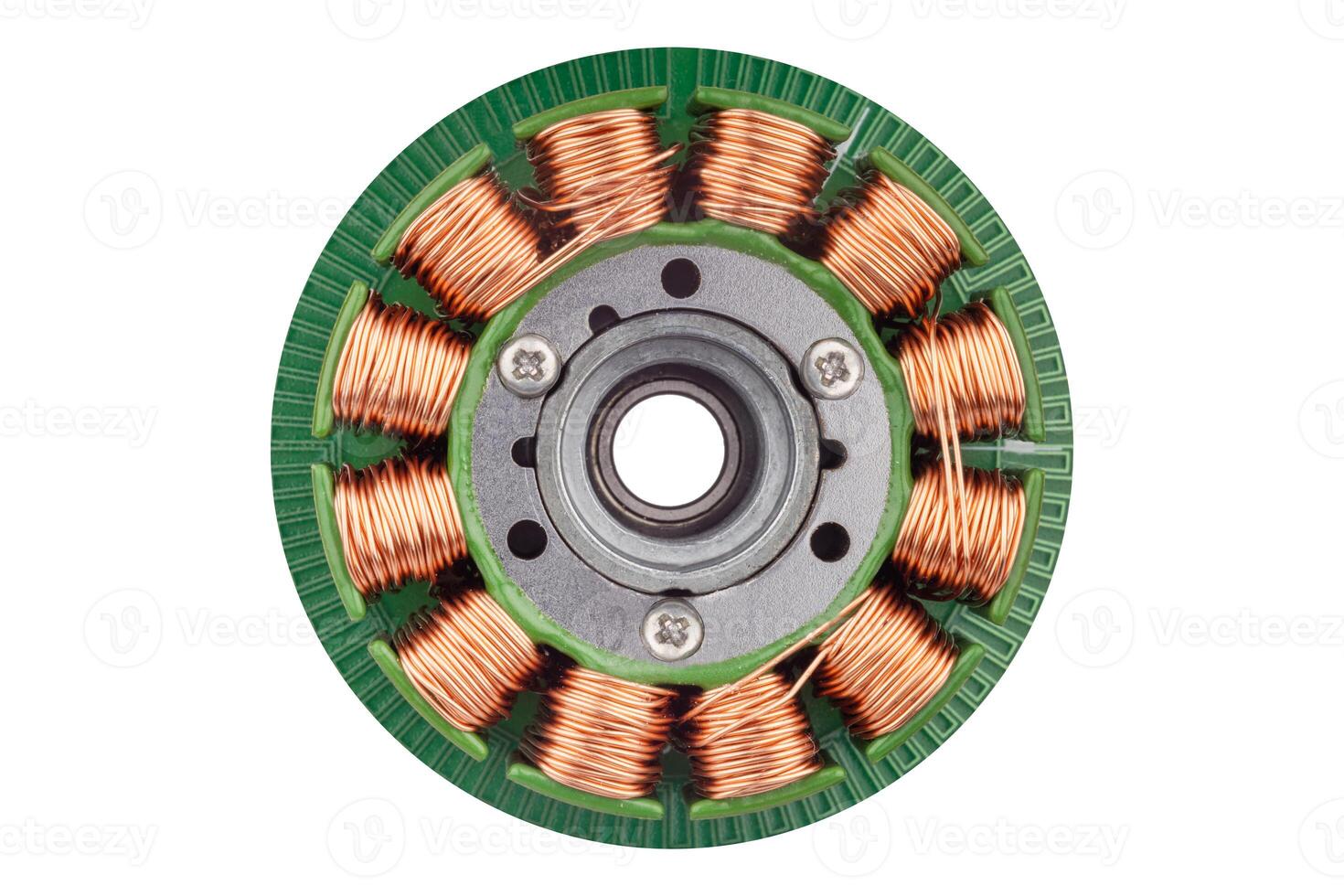 Top view of BLDC motor stator with copper windings photo