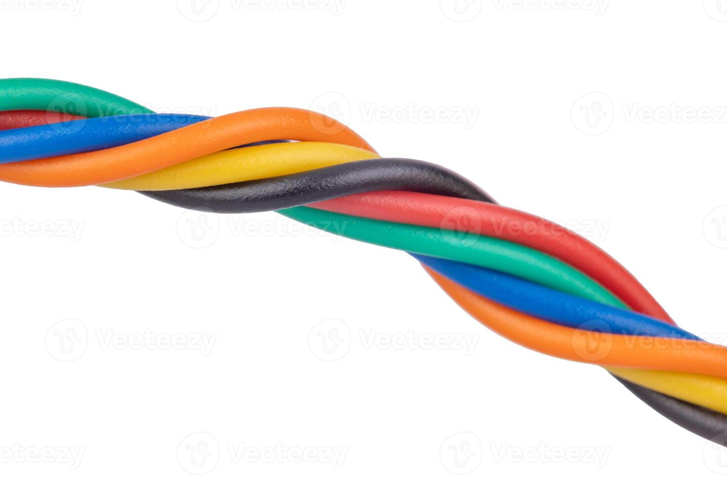 Twisted multicolored wires close up photo