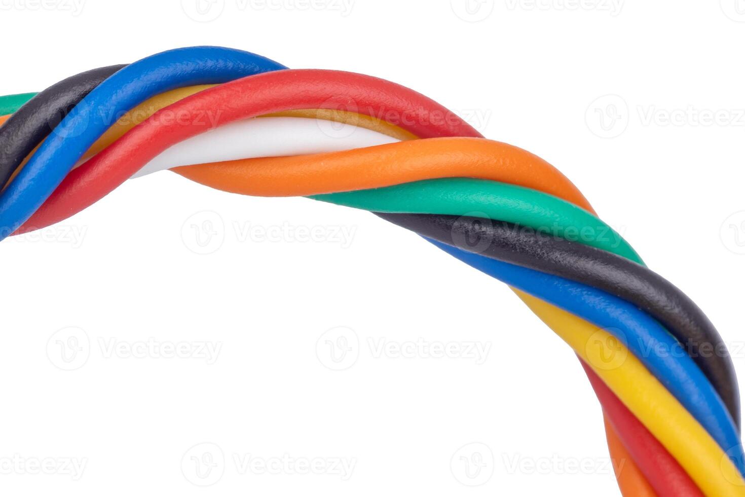 Twisted vibrant colored wires close up photo