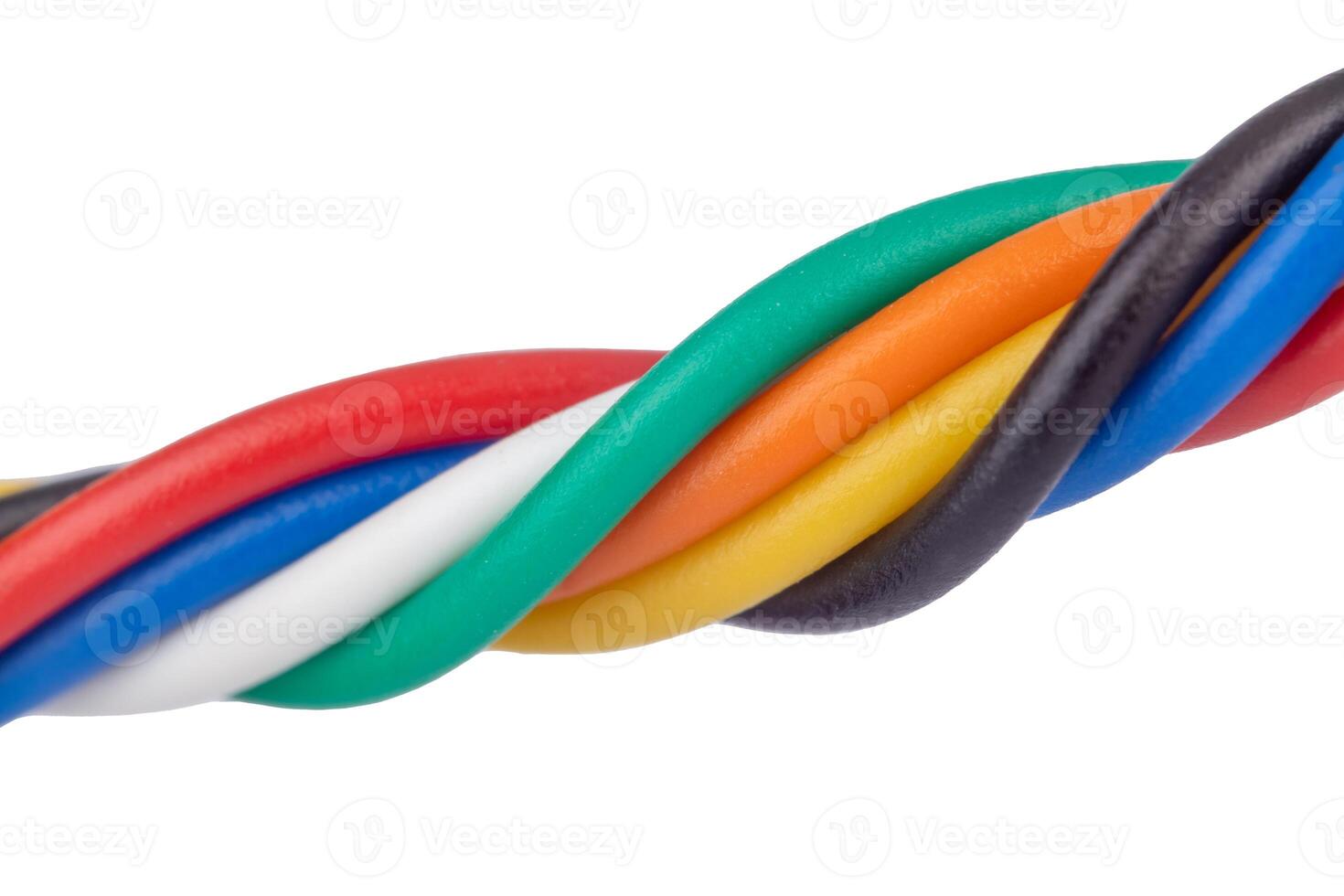 Bright colored twisted wires macro photo