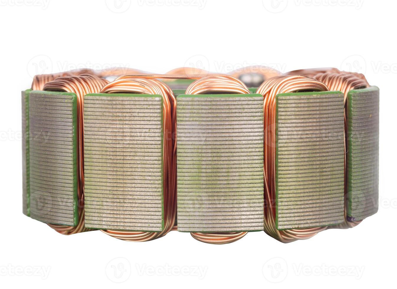Side view of BLDC motor stator with copper windings photo