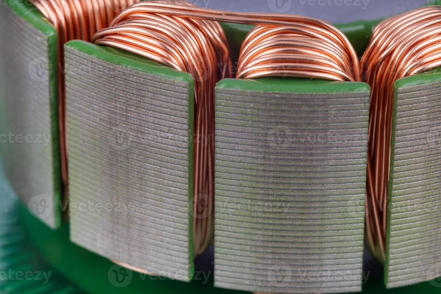 Detailed copper windings on BLDC motor stator photo