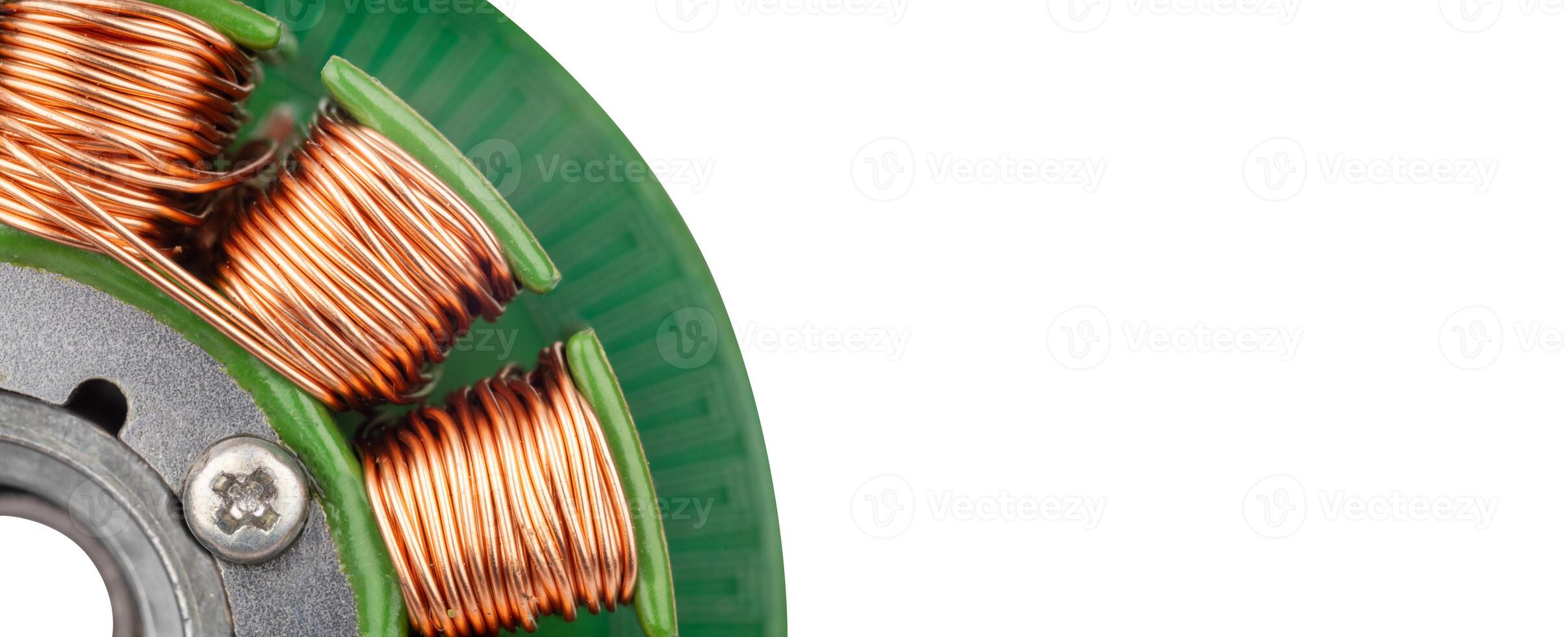 Partial view of BLDC motor copper windings photo