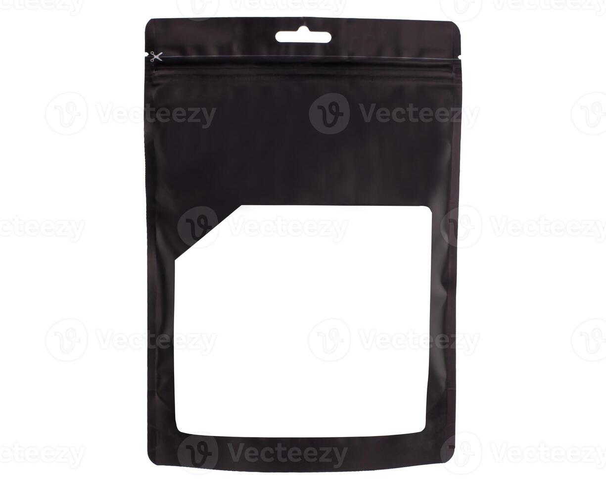 Black Resealable Packaging Pouch with Transparent Window photo