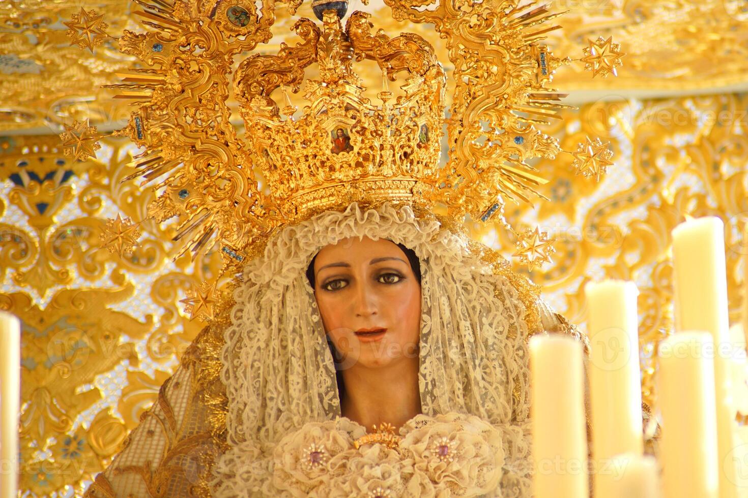 Close-up of virgin of a step in holy week photo