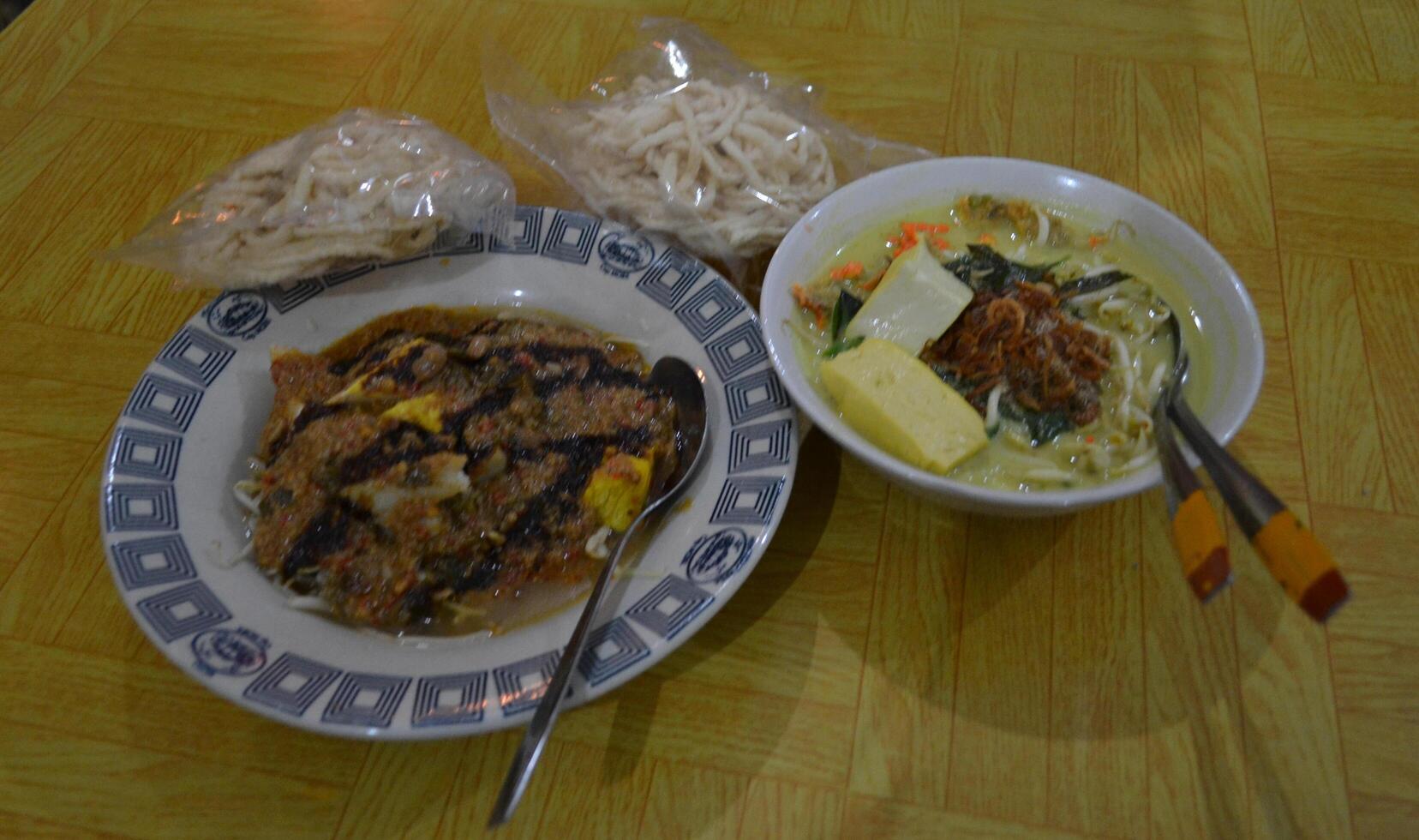 Various savory local food on the table photo