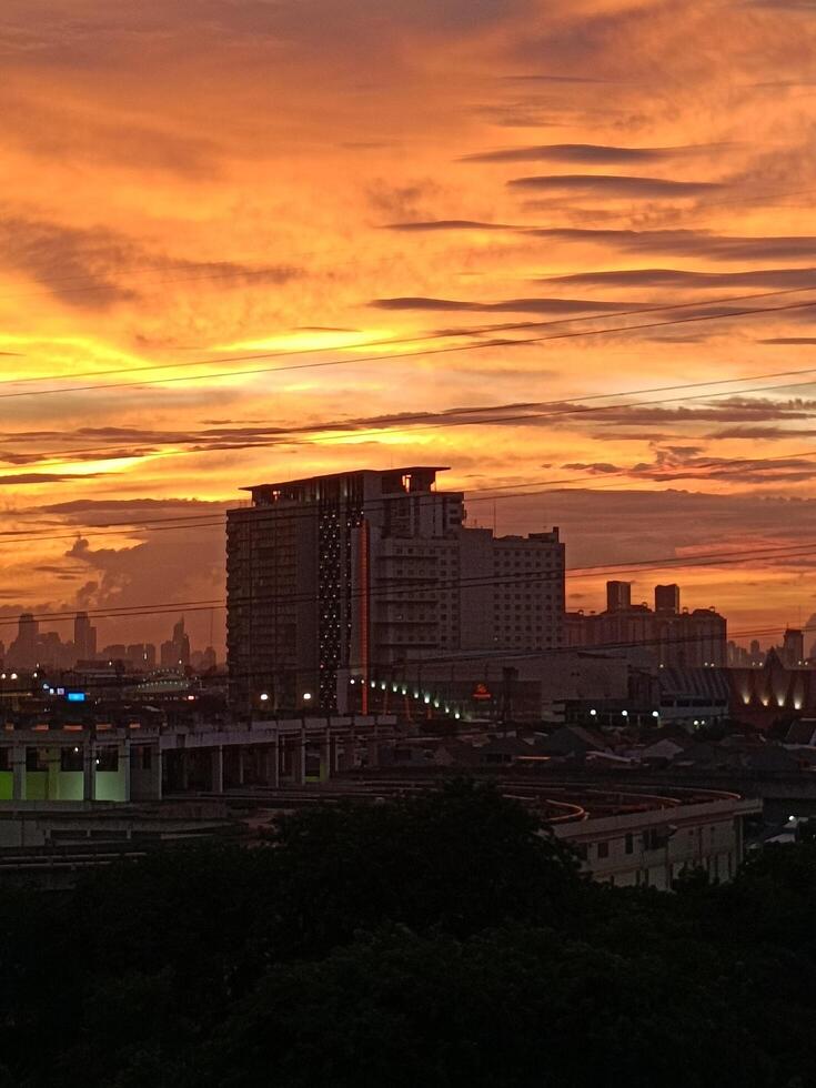 View of dramatic sky in the evening photo