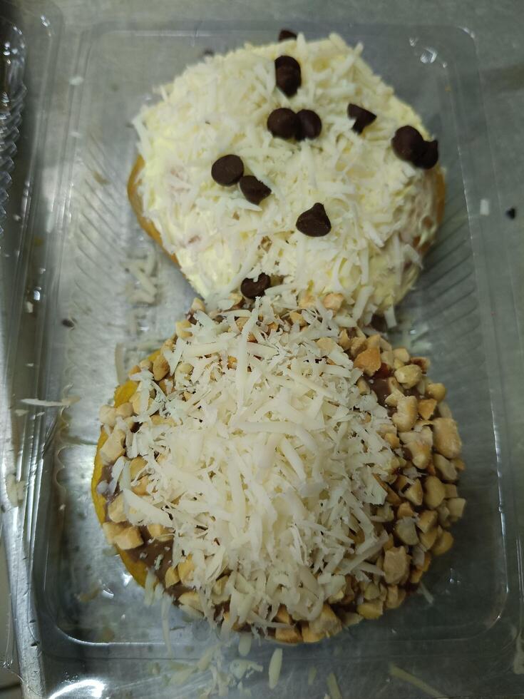 Crunchy, soft and savory donuts for breakfast photo