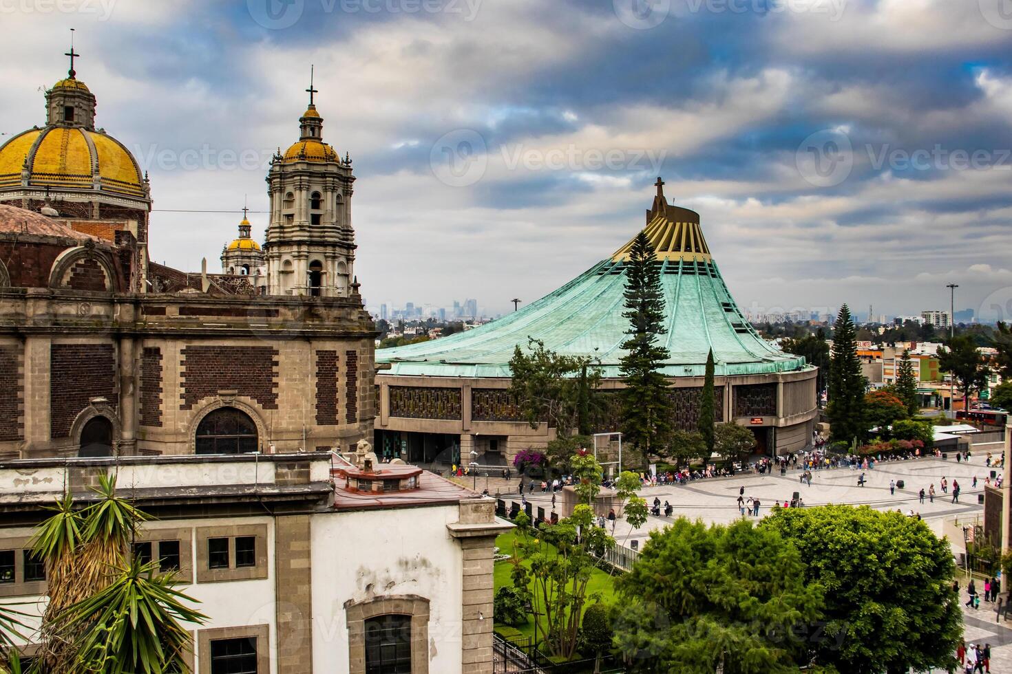 View of the Sanctuary of the Virgin of Guadalupe from Tepeyac Hill in Mexico City photo