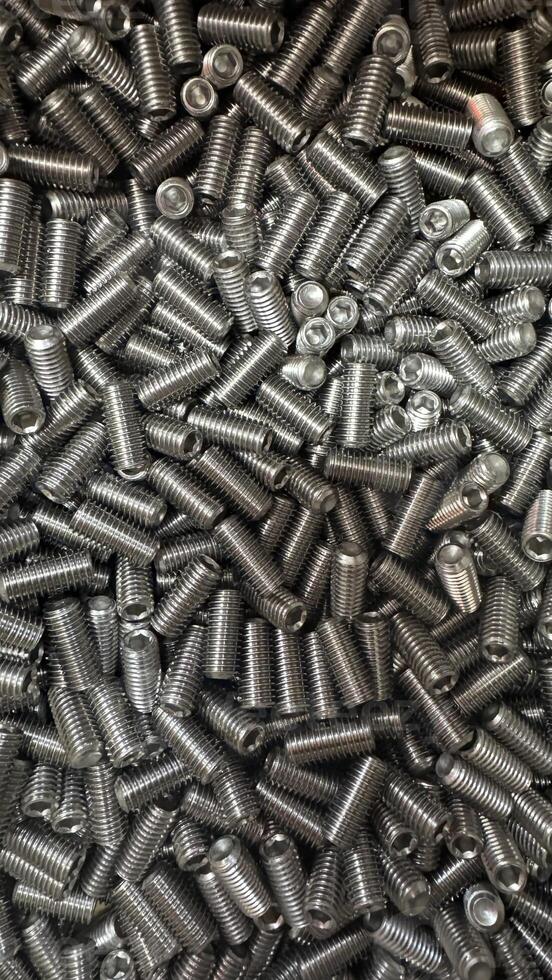 Close-up View of Numerous Cylindrical Set Screws photo