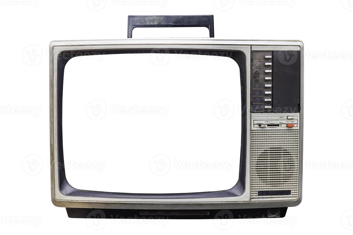 ventage televisin on white background photo