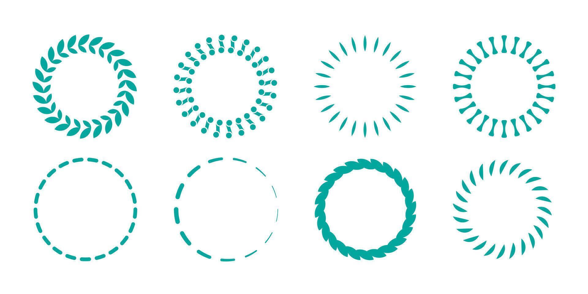 ring shapes bundle, leaf ring vector