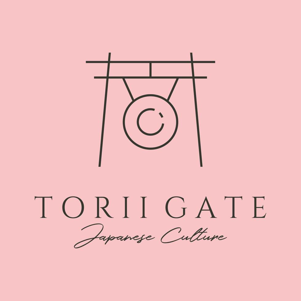 japanese torii gate minimal logo symbol illustration design vector