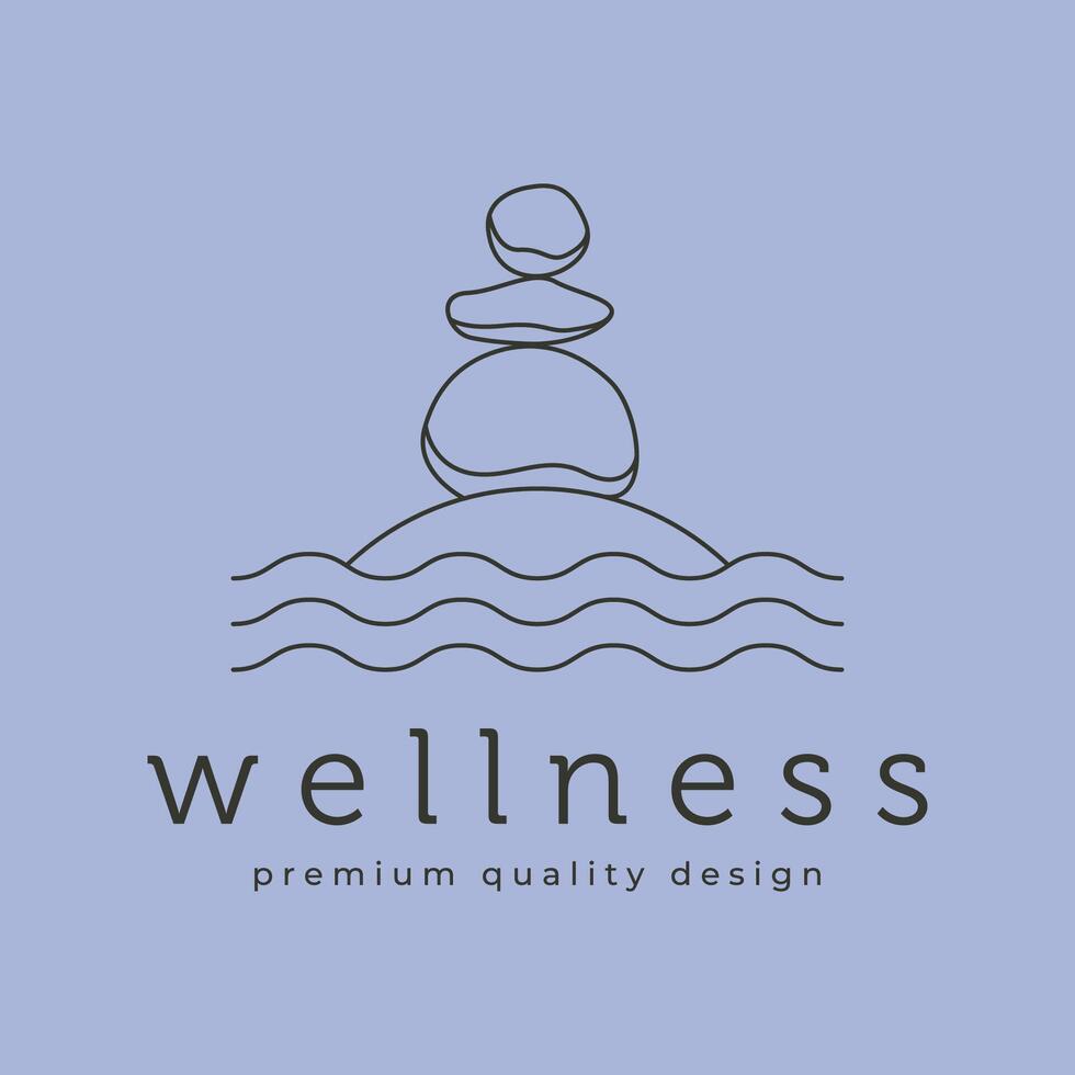 balance stone zen logo yoga symbol line art illustration design vector