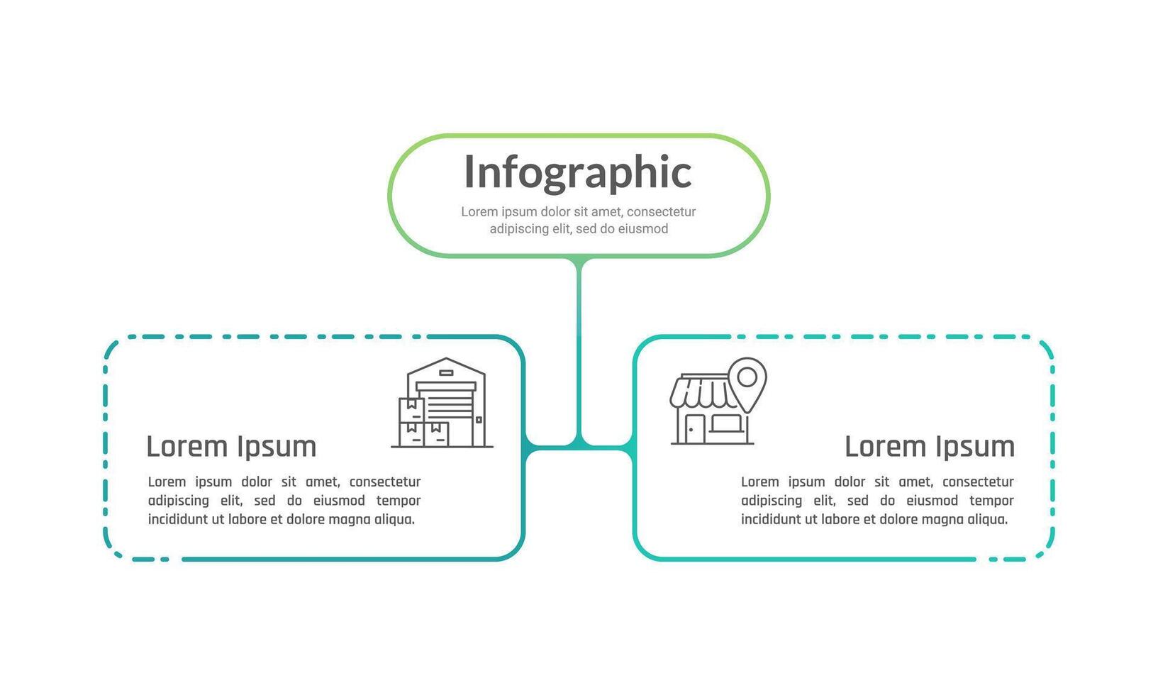 Infographic 2 options compare business data. Presentation, Report, Information and Strategy. vector