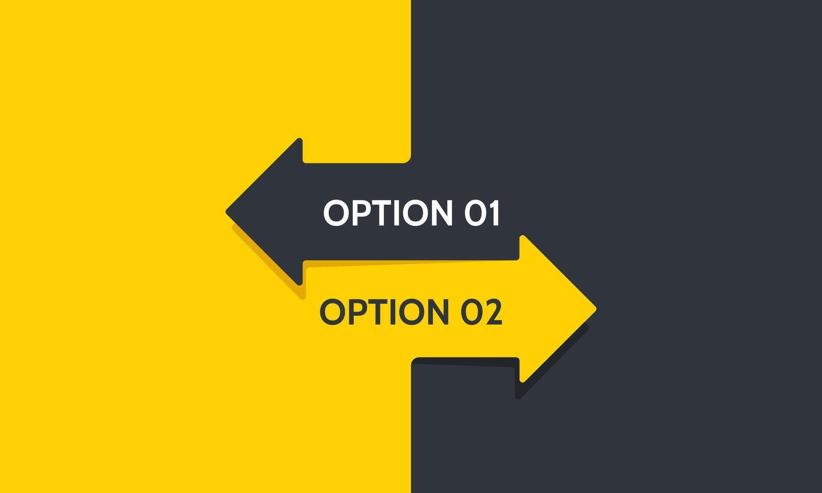 The background presents a comparison of two business options. Background arrow yellow and black. vector