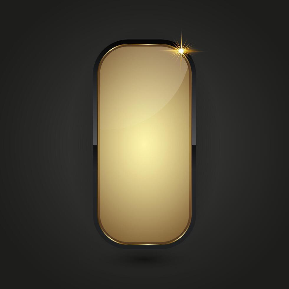 A Black and gradient Luxury button infographic design. A gold and black button option on isolated dark gradient background, a premium illustration template vector