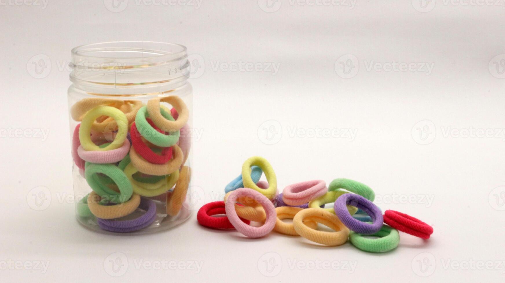 Colorful elastic hair ties in a jar-3 photo