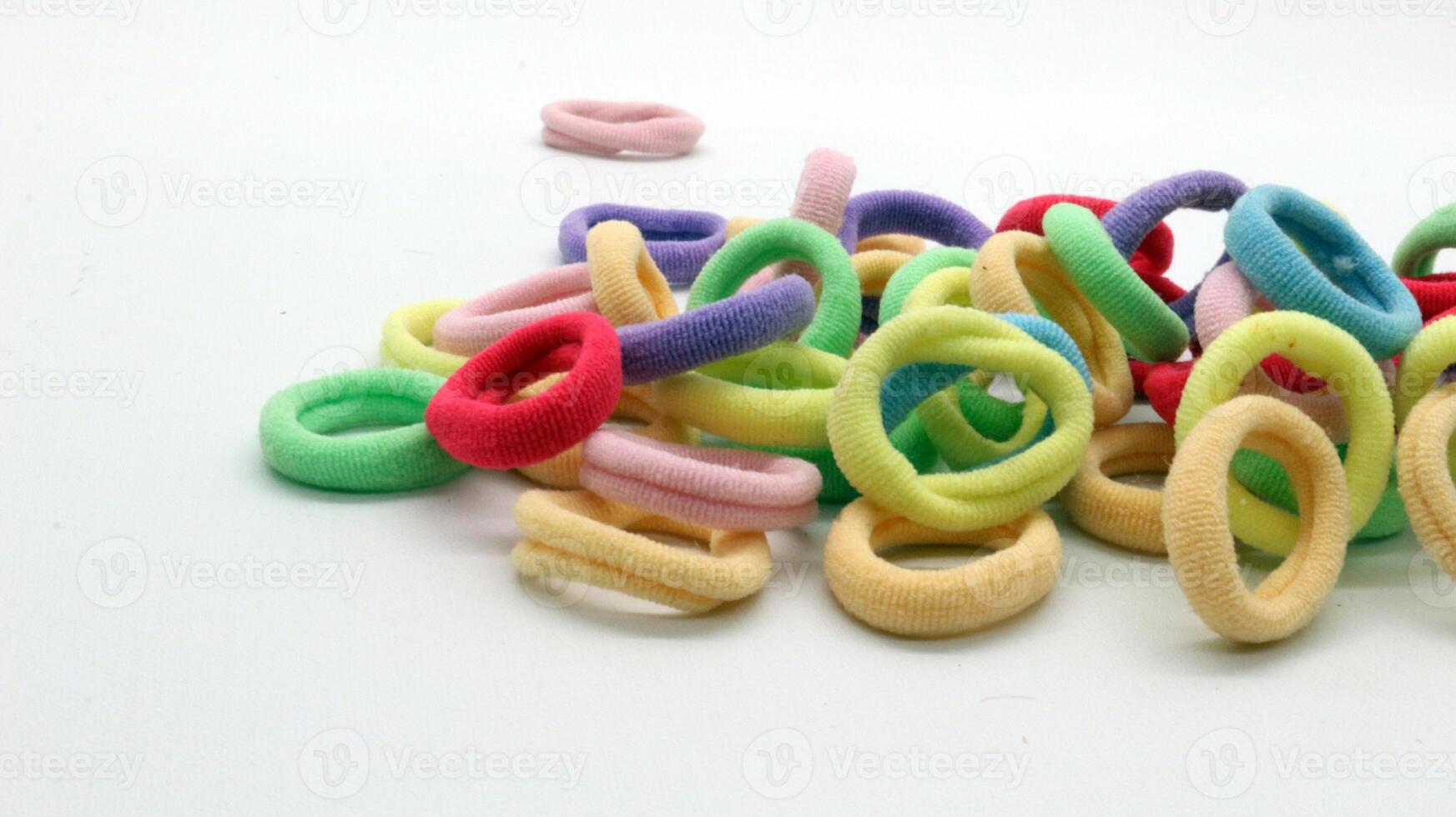 Colorful elastic hair ties isolated-11 photo