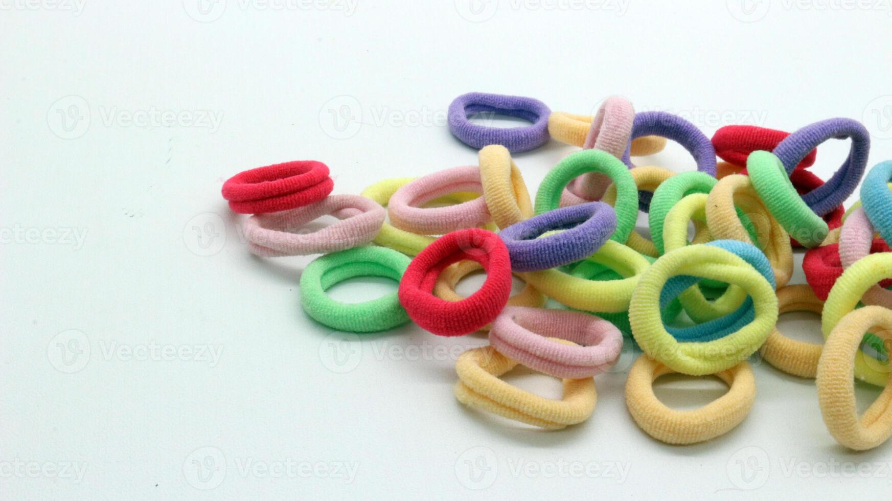 Colorful elastic hair tie isolated photo
