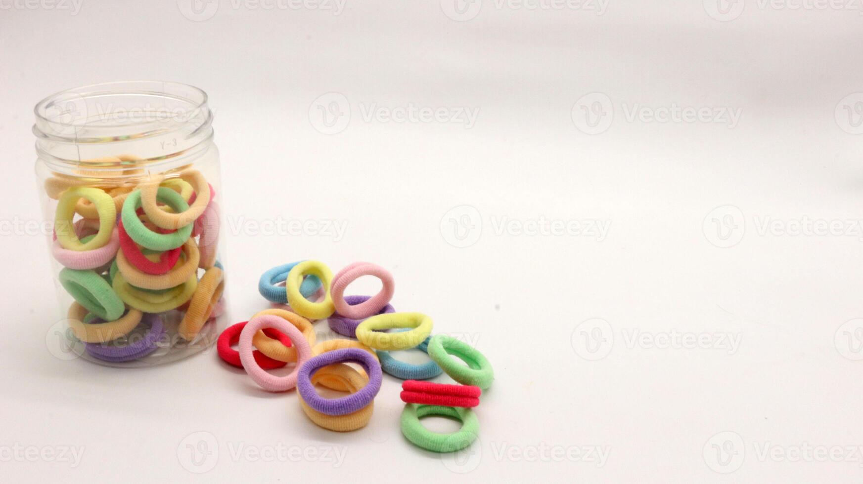 Colorful elastic hair ties in a jar-8 photo