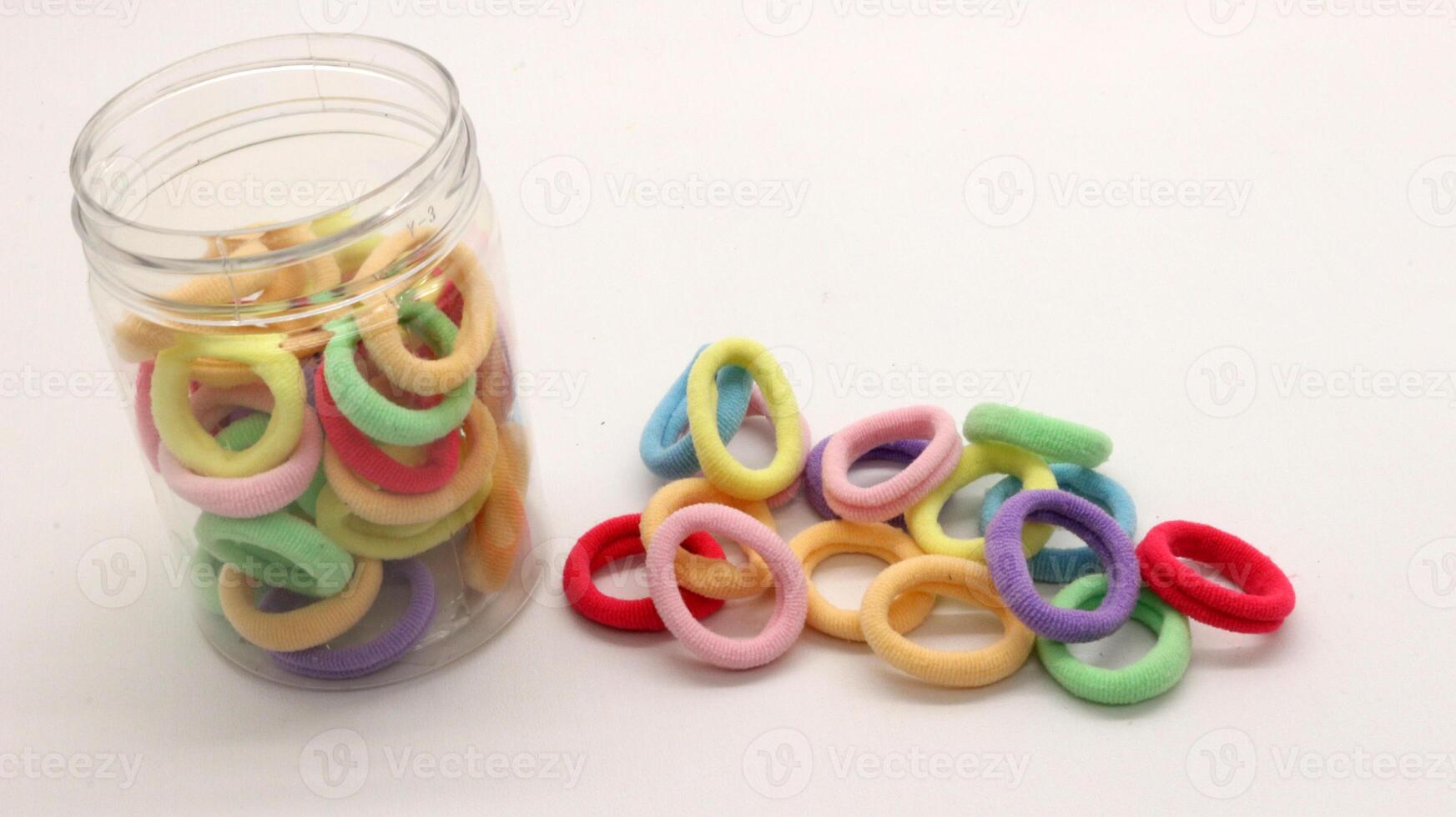 Colorful elastic hair ties isolated-10 photo