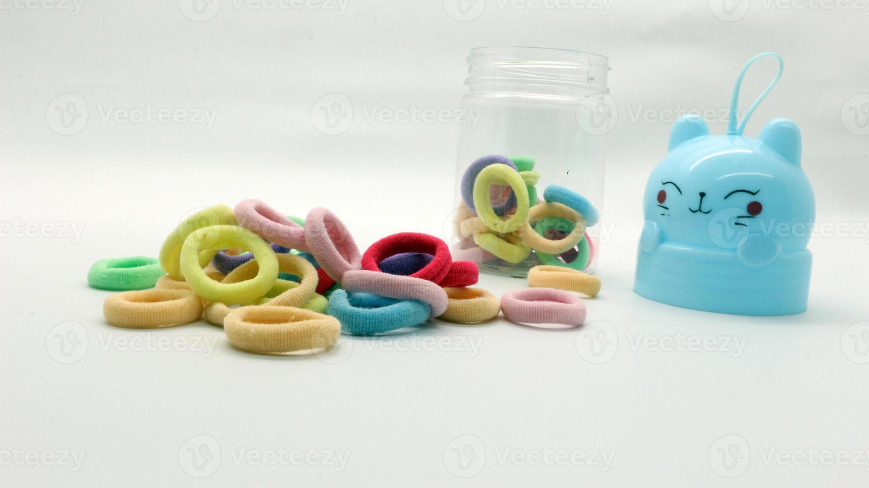 Colorful elastic hair ties in a jar-7 photo