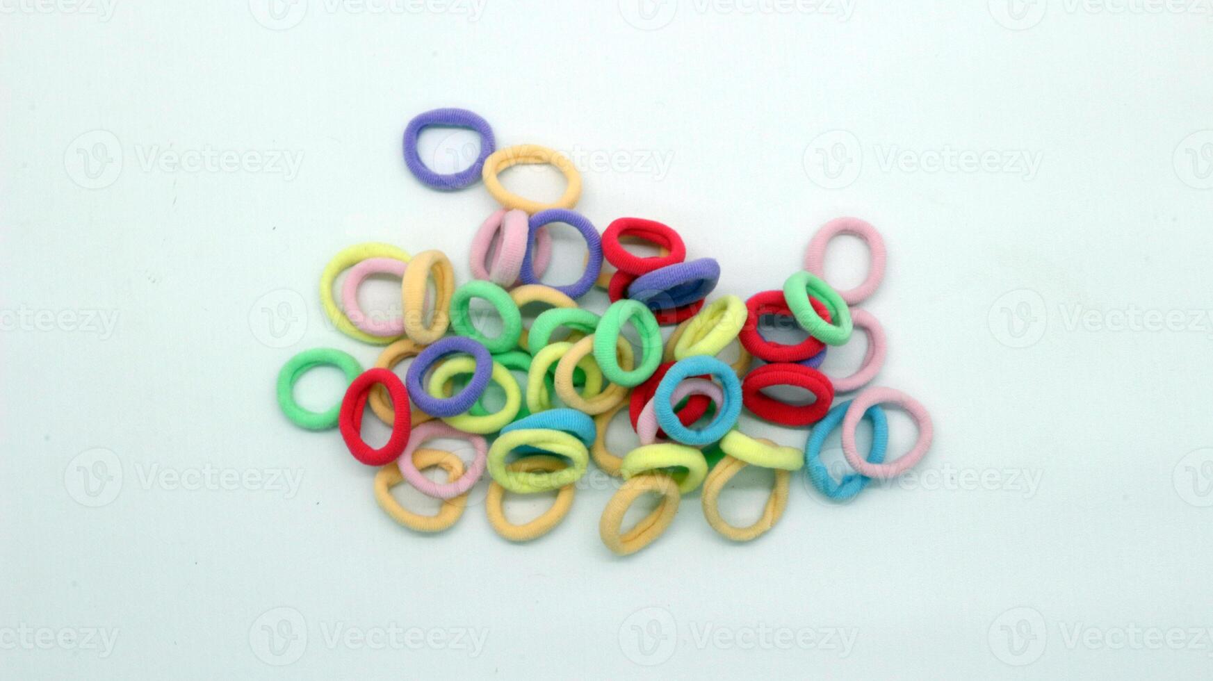 Colorful elastic hair ties isolated-9 photo
