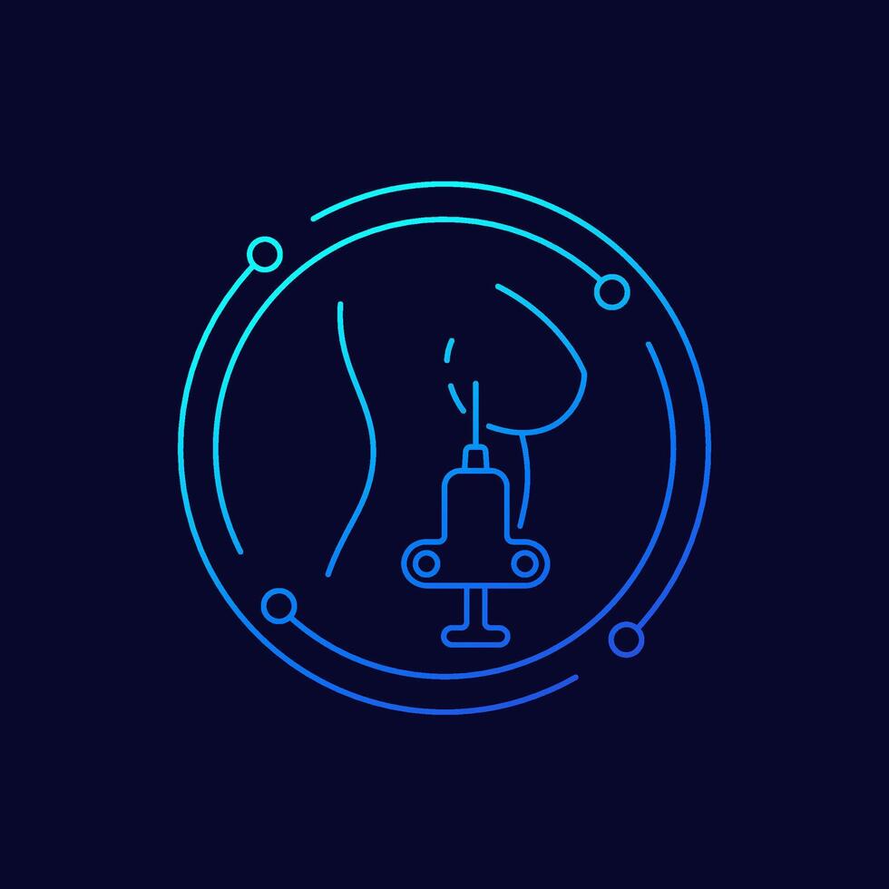 Biopsy of breast tissue icon, linear design vector
