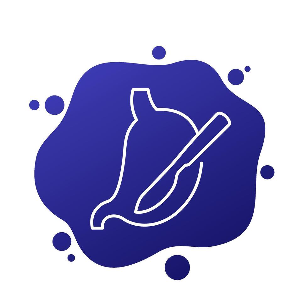 gastric surgery icon with a stomach, line vector