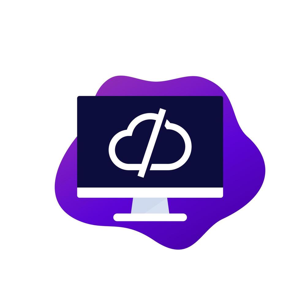 disconnect from server icon with a cloud and computer vector