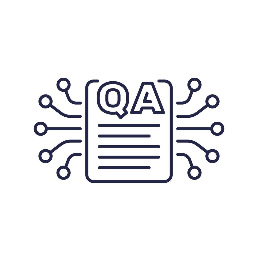 QA icon, Quality Assurance line vector
