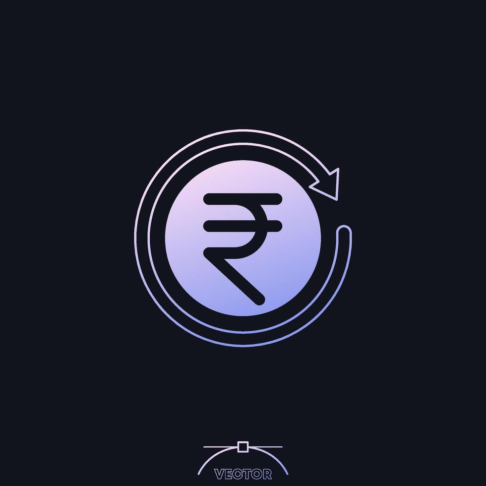 indian rupee cashback icon with a gradient vector