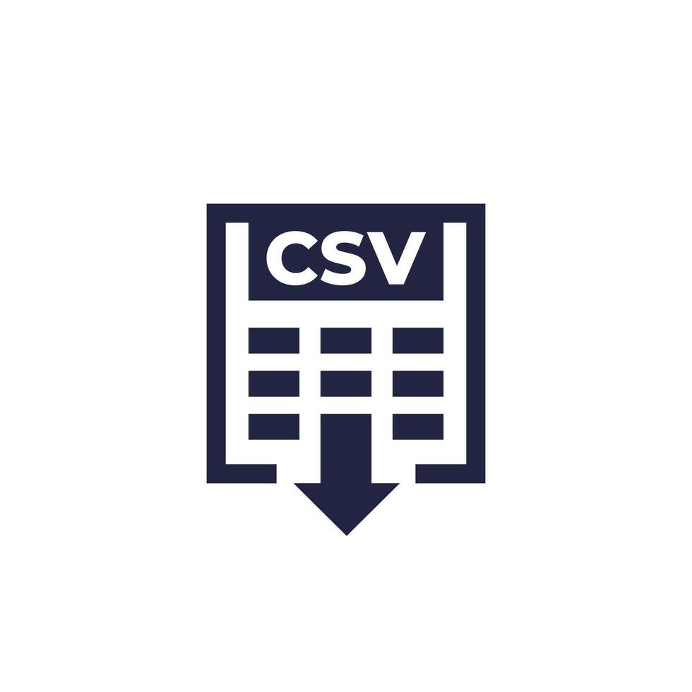 csv icon, download data file vector