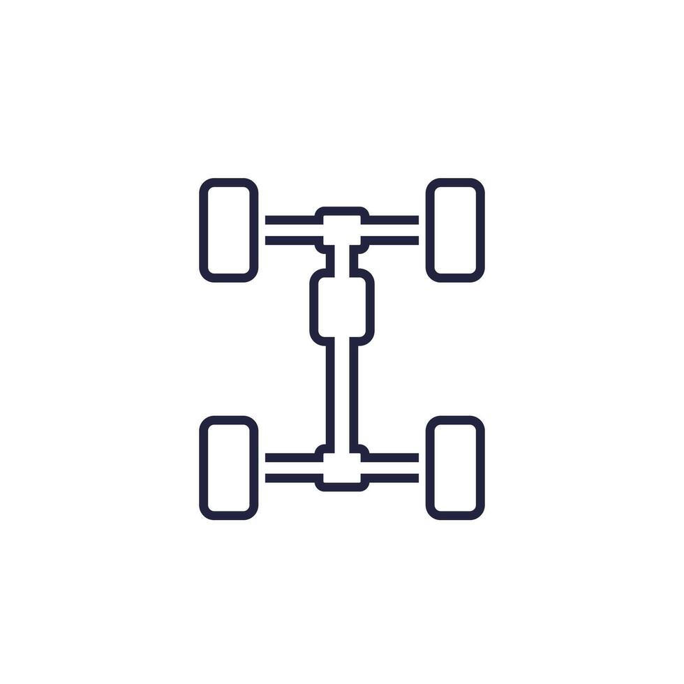 chassis icon, car four wheel drive line vector