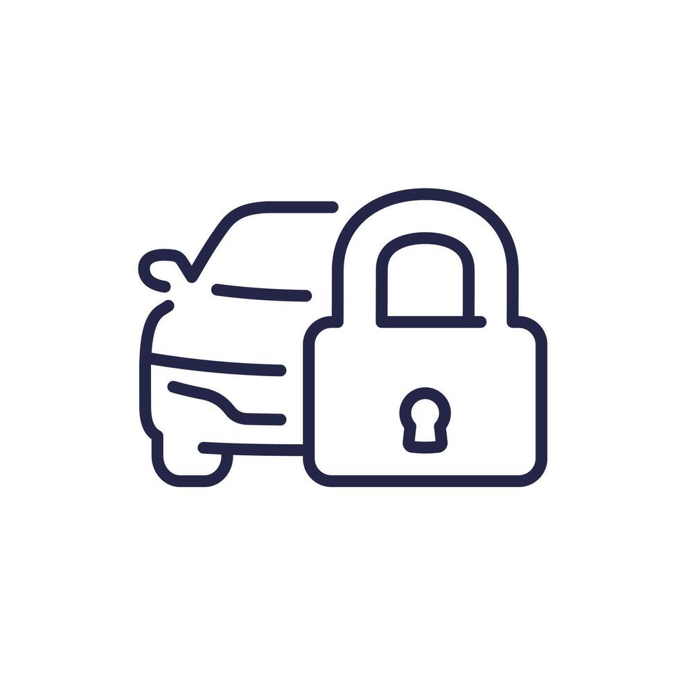 car lock line icon on white vector