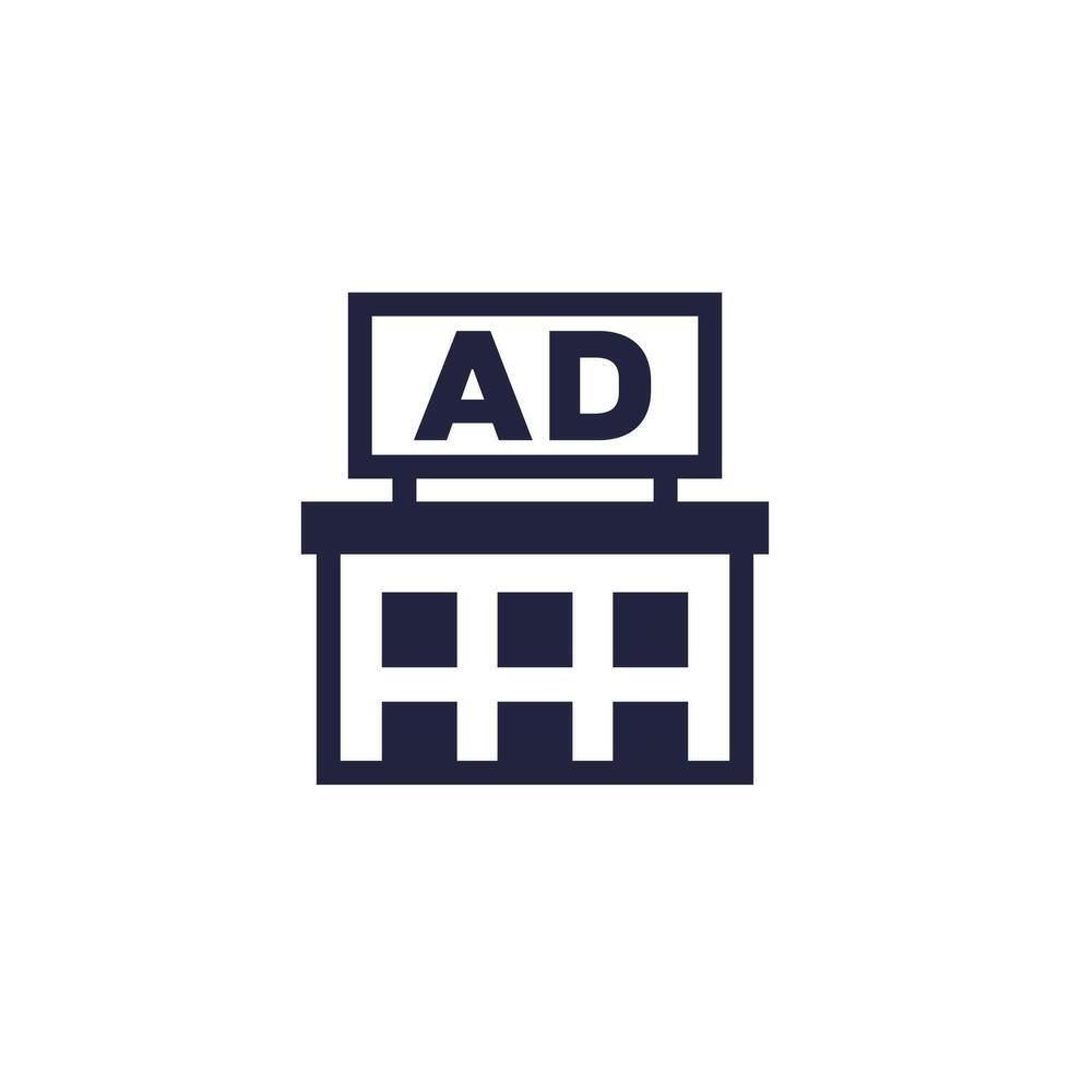 Rooftop advertising icon, ad banner on a roof vector
