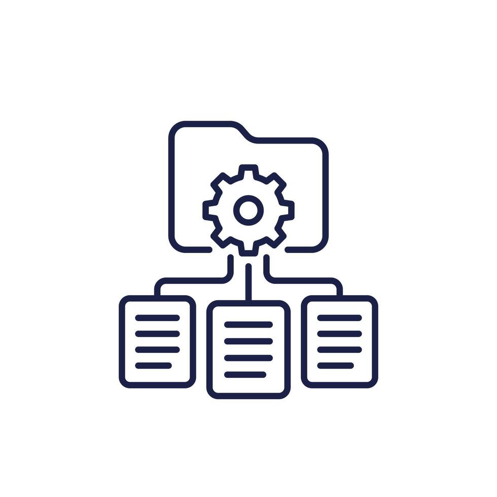 data management line icon, manage documents vector