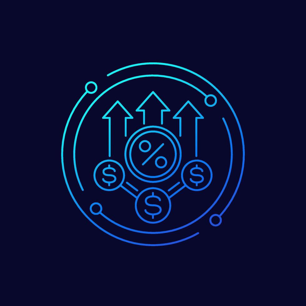 high interest rate line icon, linear design vector