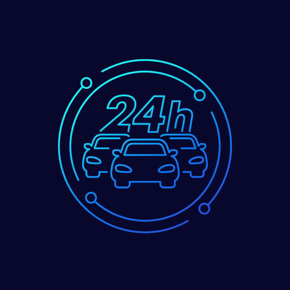 car fleet 24 hours icon in linear design vector